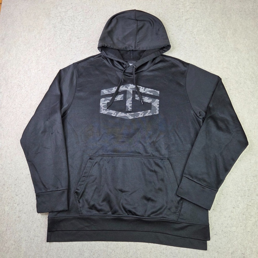 Tapout Hoodie Mens L Black Pullover Gym Sweatshirt Workout Drawstrings